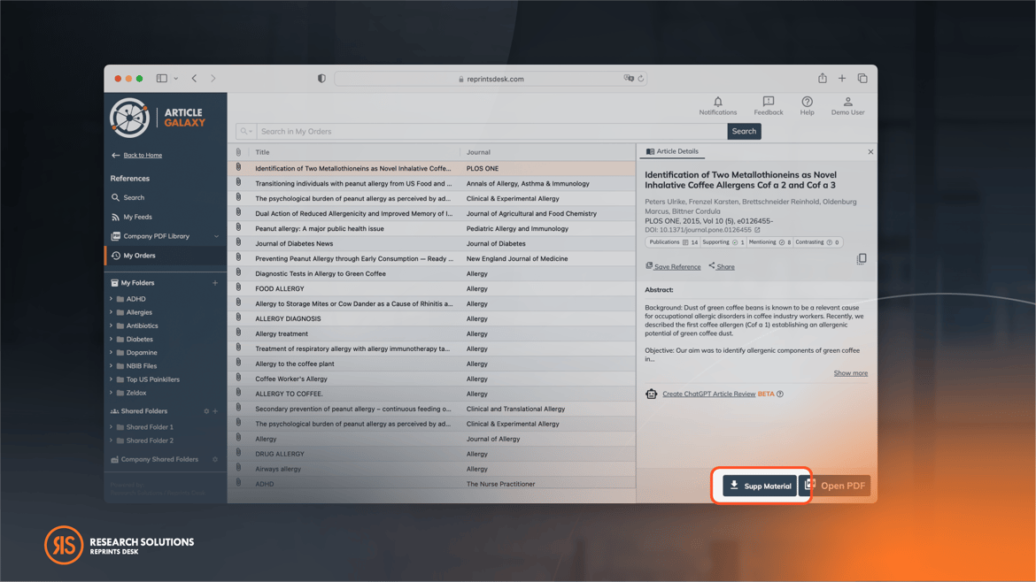 03_Adding of Supp Material download button in My Orders